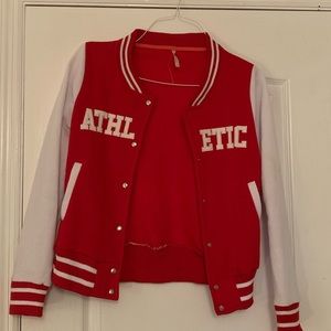 Red bomber jacket